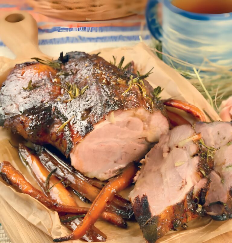 Roasted Pork Neck With Carrots And Honey