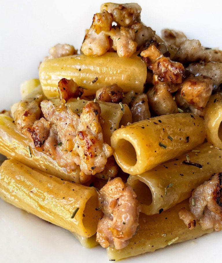 Rigatoni Saffron And Sausage With Rosemary Scent