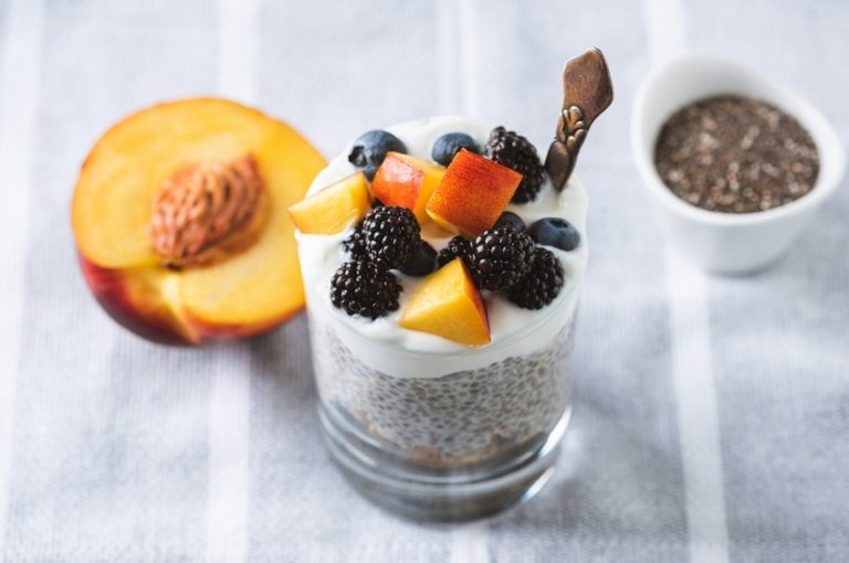 Chia Pudding With Almond Milk And Granola
