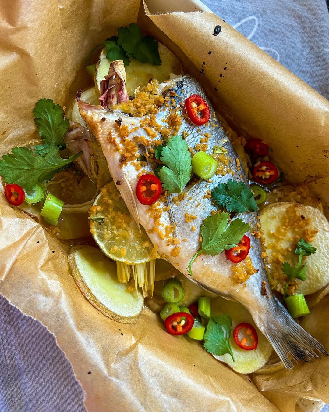 Baked Sea Bream with Lemongrass, Chilli, and Lime Recipe ...