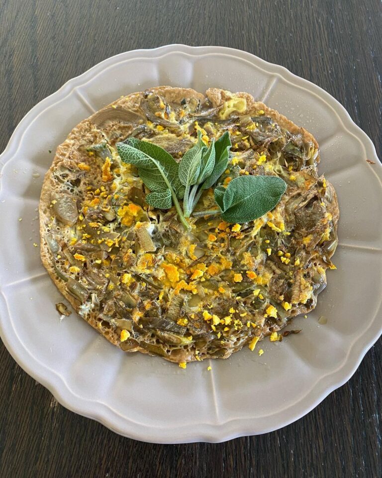 English Omelette with Artichokes, Sage and Orange Zest